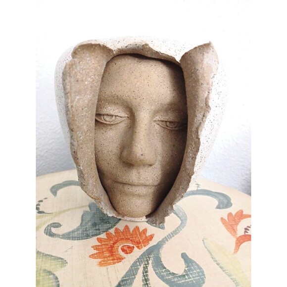 Mid Century Signed Emerging Face Art Pottery Vase by S. Porter Circa early 1970' - Picture 10 of 14